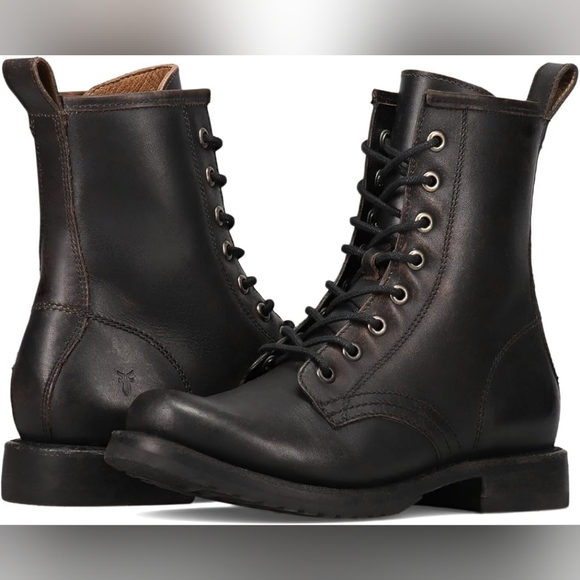 Frye Veronica Women's Combat Lace-Up Black Boots. Size 7.5. - Picture 3 of 7